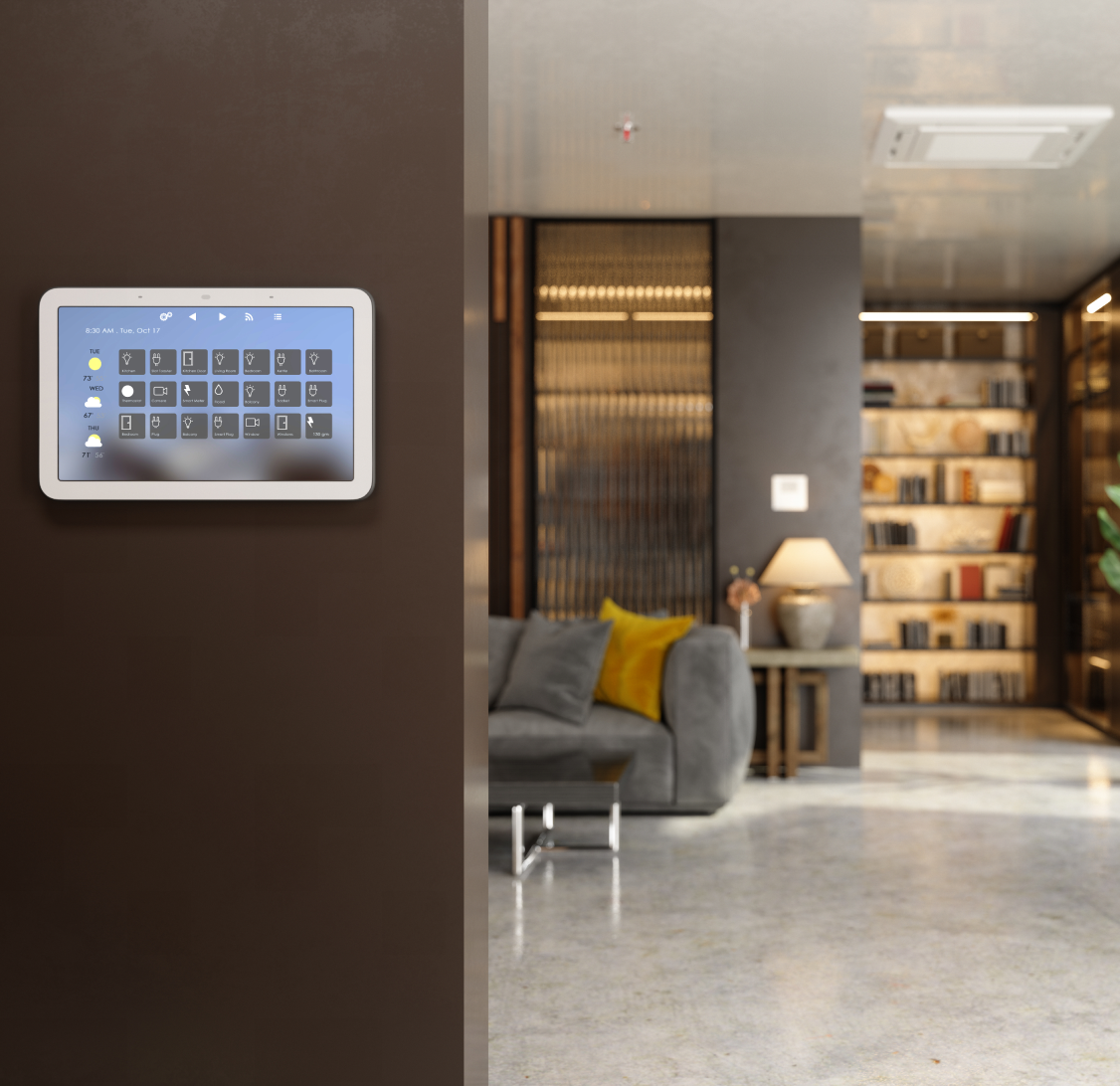 Smart home control panel on wall